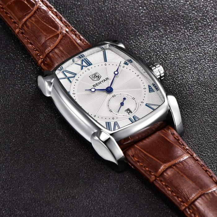 Ceas barbatesc Benyar Clasic Elegant Curea piele Quartz Analog [7]