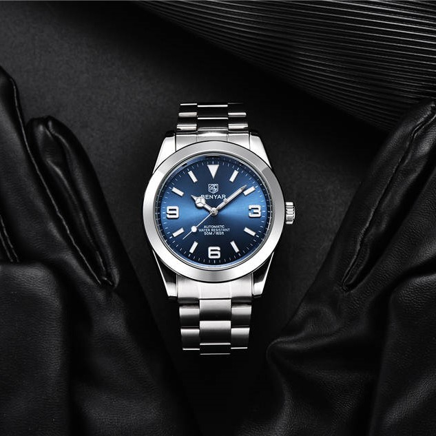 Ceas barbati Benyar Mecanic Automatic Analog Otel Business Argintiu Albastru [2]