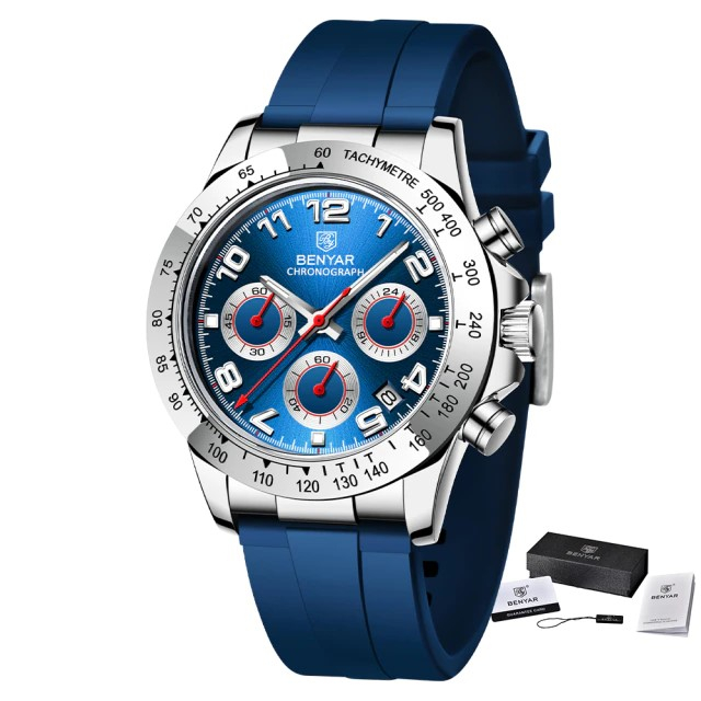 Ceas barbatesc Benyar Mecanism Quartz Analog Casual Sport Cronometru Cronograf [2]