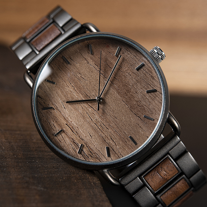 Ceas barbatesc Bobo Bird Analog Quartz Din lemn Casual Maro Negru [2]