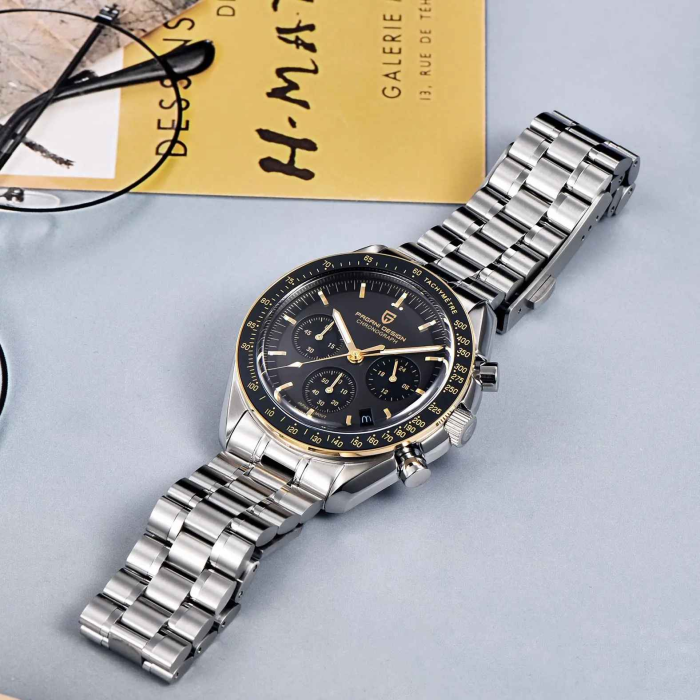 Ceas bărbătesc cronograf PD-1701 V2, mecanism Seiko VK63, 40mm, sticlă safir, oțel inoxidabil, rezistent 100M, design sport elegant [3]