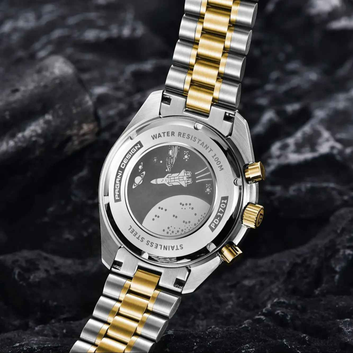 Ceas bărbătesc cronograf PD-1701 V2, mecanism Seiko VK63, 40mm, sticlă safir, oțel inoxidabil, rezistent 100M, design sport elegant [2]