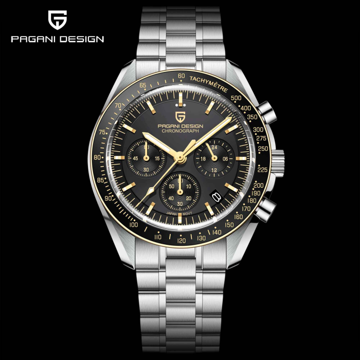 Ceas bărbătesc cronograf PD-1701 V2, mecanism Seiko VK63, 40mm, sticlă safir, oțel inoxidabil, rezistent 100M, design sport elegant [5]