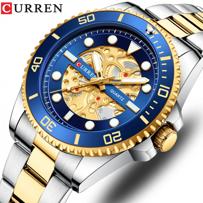 Ceas barbatesc Curren Elegant Casual Afisaj Business Analog Mecanism Quartz Argintiu/Albastru [2]