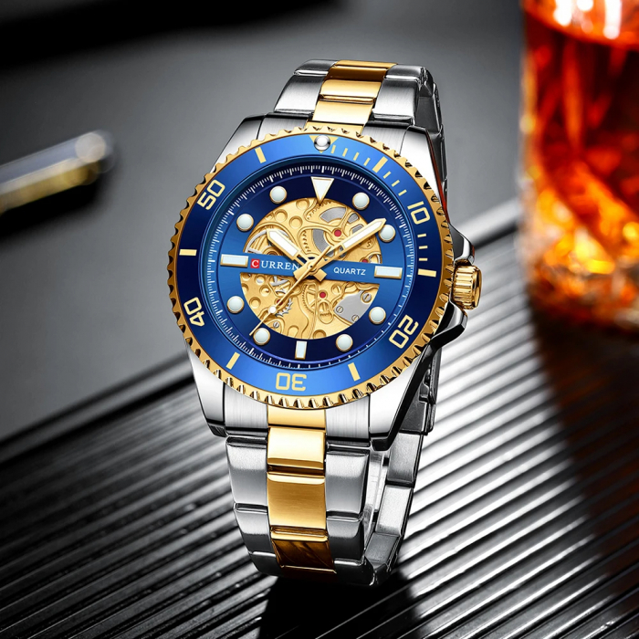 Ceas barbatesc Curren Elegant Casual Afisaj Business Analog Mecanism Quartz Argintiu/Albastru [5]