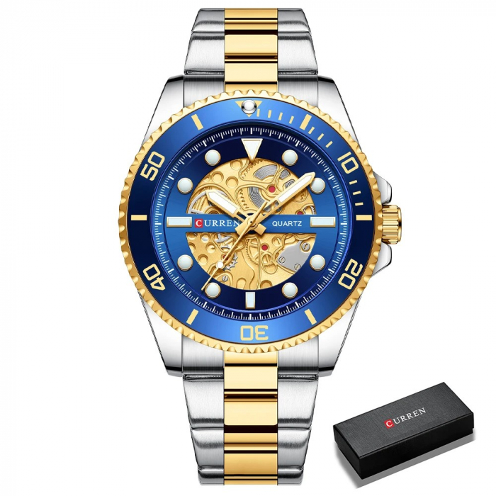Ceas barbatesc Curren Elegant Casual Afisaj Business Analog Mecanism Quartz Argintiu/Albastru [3]
