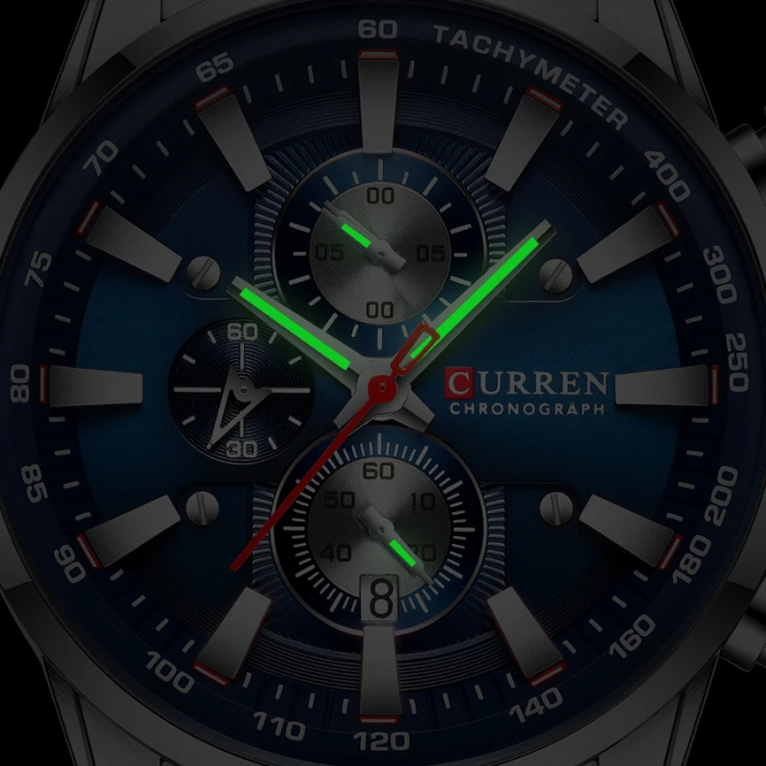 Ceas barbatesc Curren Elegant Casual Quartz Fashion Argintiu/Albastru [5]
