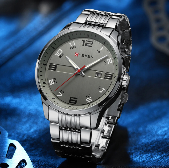 Ceas barbatesc Curren Quartz Analog Business Data Indici luminosi Argintiu [6]