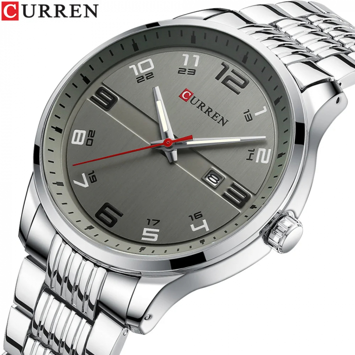 Ceas barbatesc Curren Quartz Analog Business Data Indici luminosi Argintiu [2]