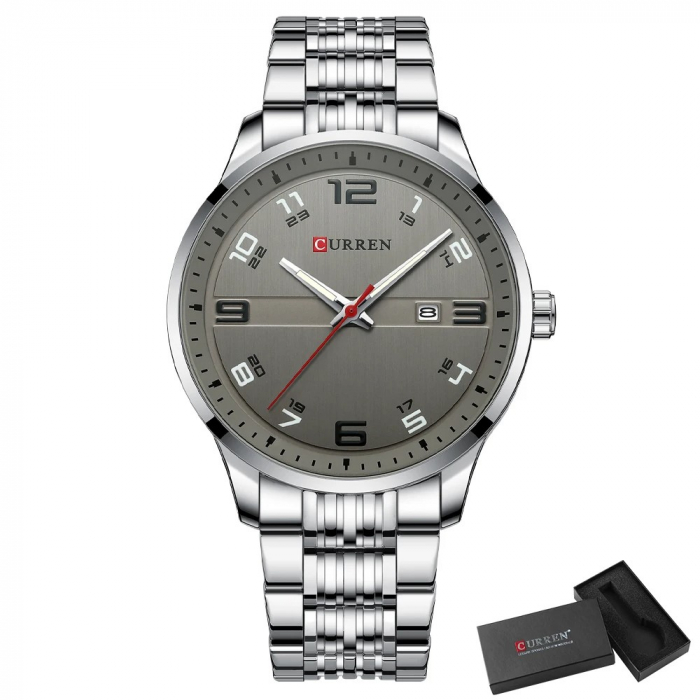 Ceas barbatesc Curren Quartz Analog Business Data Indici luminosi Argintiu [5]