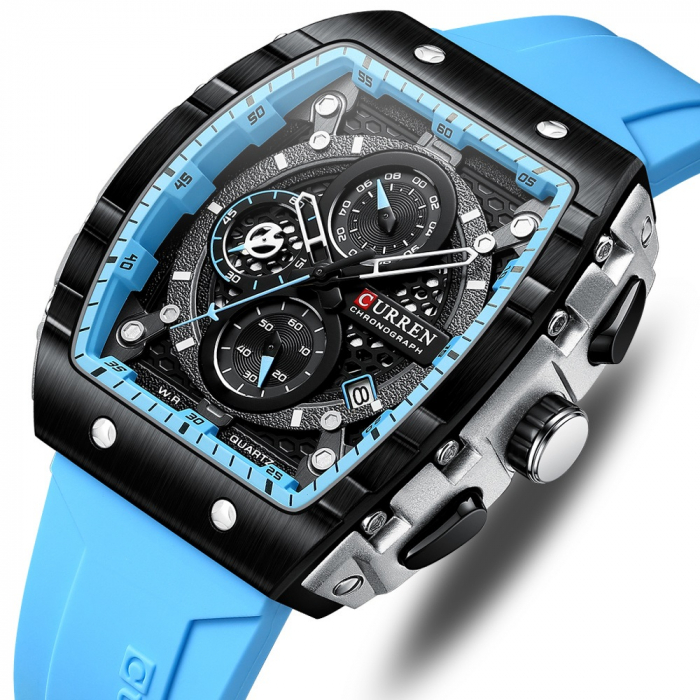 Ceas barbatesc Curren Sport Casual Quartz Analog Silicon Cronograf Rosu [2]