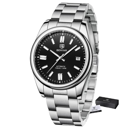 Ceas barbatesc de mana Benyar Mecanic Automatic Analog 10 ATM Argintiu Negru [2]