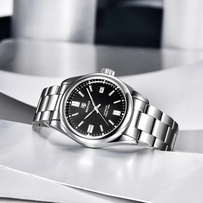 Ceas barbatesc de mana Benyar Mecanic Automatic Analog 10 ATM Argintiu Negru [3]