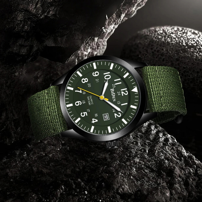Ceas barbatesc de mana Biden Stil Militar Army Sport Nylon Verde [3]