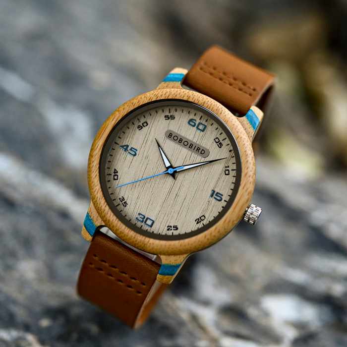 Ceas barbatesc de mana Bobo Bird Quartz Analog Lemn Bambus [3]