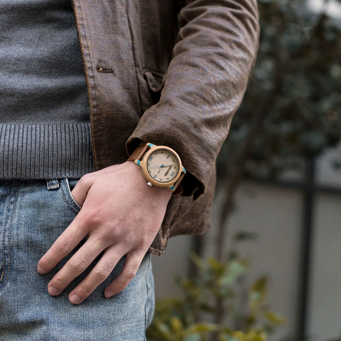 Ceas barbatesc de mana Bobo Bird Quartz Analog Lemn Bambus [5]