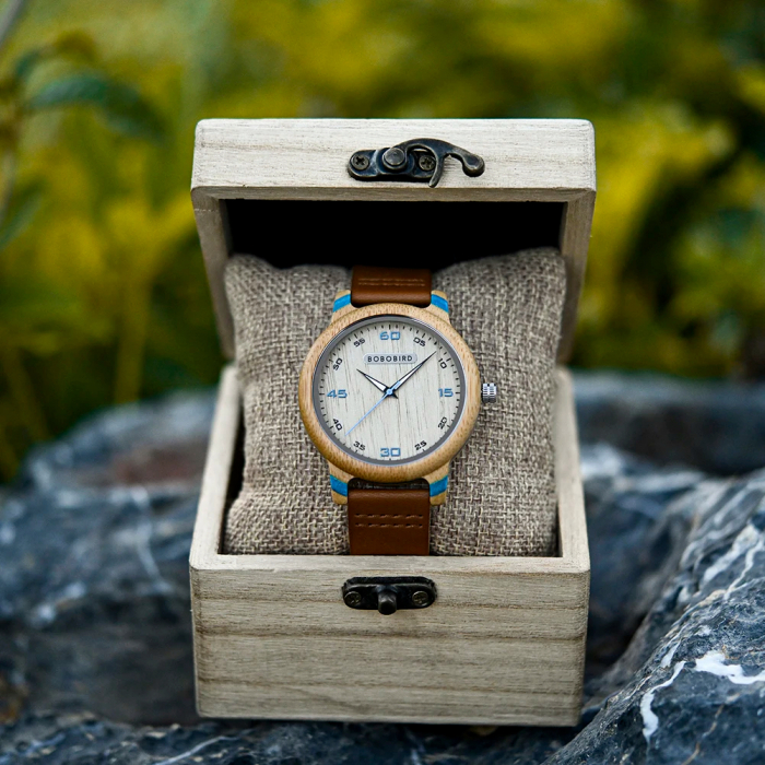 Ceas barbatesc de mana Bobo Bird Quartz Analog Lemn Bambus [7]