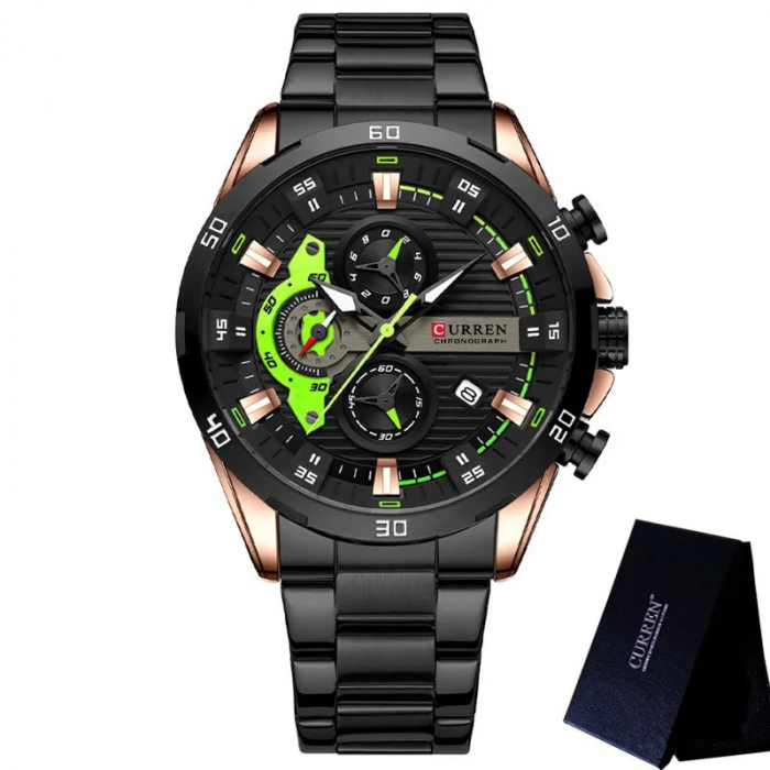 Ceas barbatesc de mana Curren Elegant Luxury Fashion Cronograf Quartz Data Analog Casual [6]