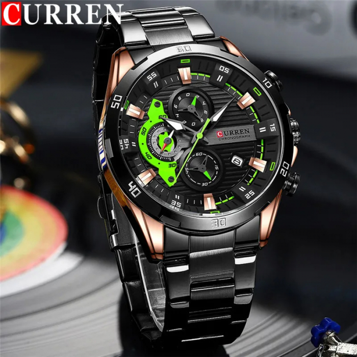 Ceas barbatesc de mana Curren Elegant Luxury Fashion Cronograf Quartz Data Analog Casual [5]