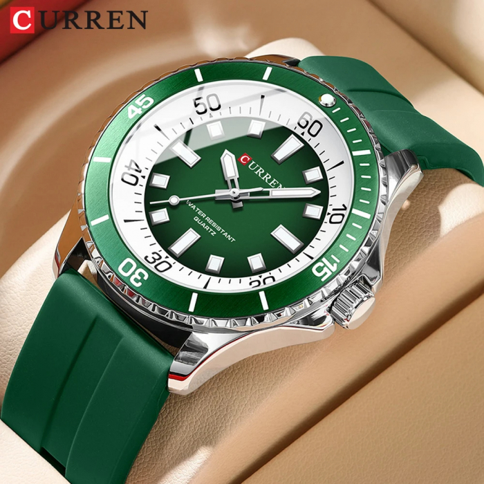 Ceas barbatesc de mana Curren Quartz Analog Casual Fashion Sport Indici Luminosi Verde [2]