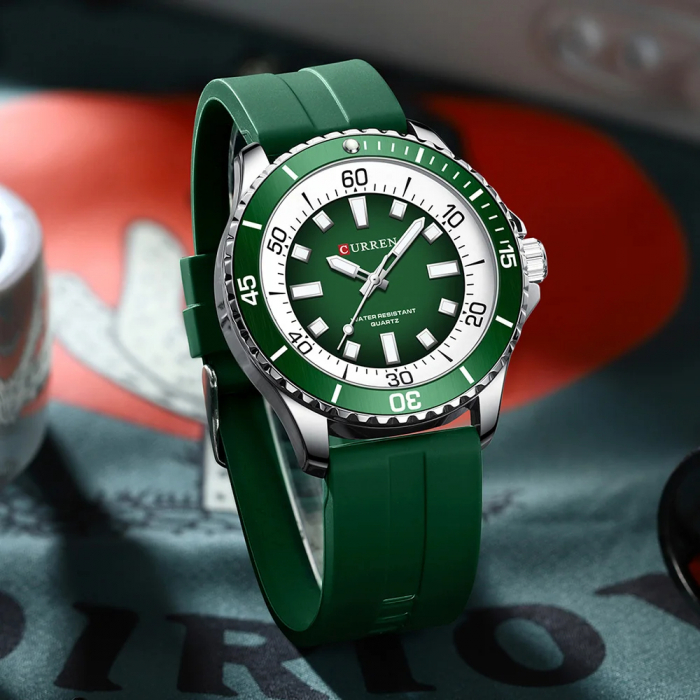 Ceas barbatesc de mana Curren Quartz Analog Casual Fashion Sport Indici Luminosi Verde [3]