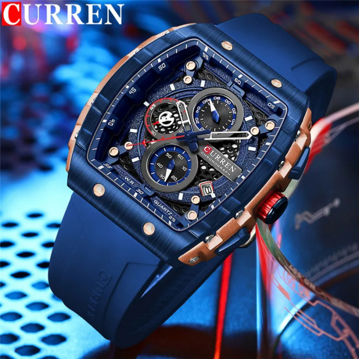 Ceas barbatesc de mana Curren Casual Cronograf Quartz Analog Fashion Albastru [3]
