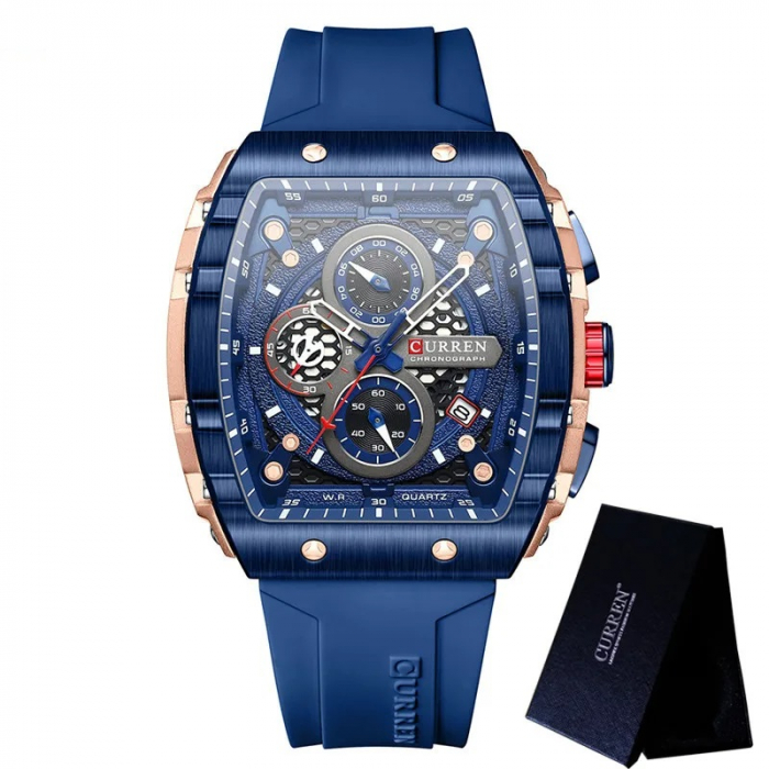 Ceas barbatesc de mana Curren Casual Cronograf Quartz Analog Fashion Albastru [2]