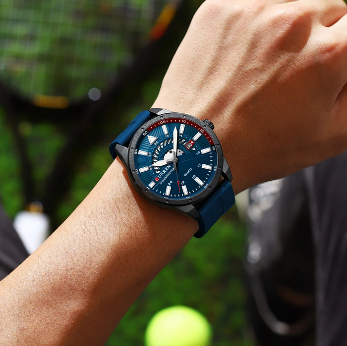 Ceas barbatesc de mana Curren Sport Quartz Cronometru Data Silicon Albastru [5]