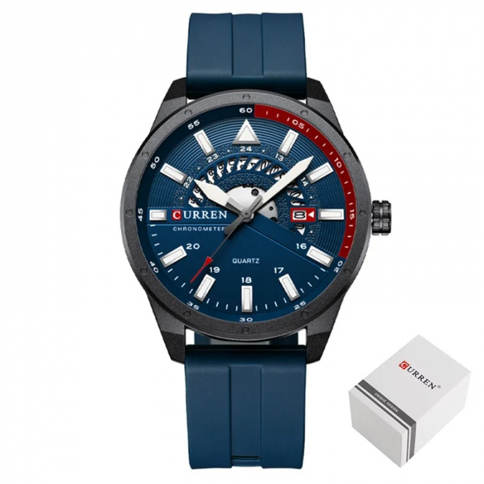 Ceas barbatesc de mana Curren Sport Quartz Cronometru Data Silicon Albastru [3]