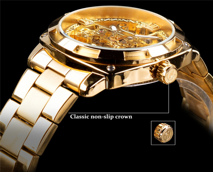 Ceas barbatesc de mana Forsining Mecanic Automatic Luxury Elegant Clasic Retro Fashion Auriu [5]