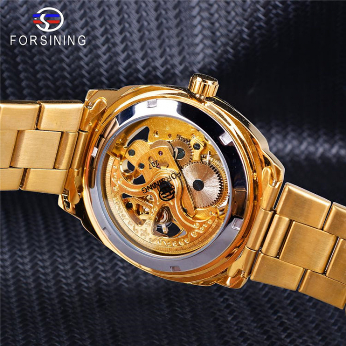 Ceas barbatesc de mana Forsining Mecanic Automatic Luxury Elegant Clasic Retro Fashion Auriu [8]