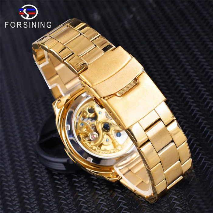 Ceas barbatesc de mana Forsining Mecanic Automatic Luxury Elegant Clasic Retro Fashion Auriu [9]