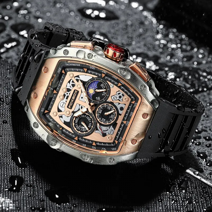 Ceas barbatesc de mana Fox Box Luxury Fashion Casual Cronograf Quartz Silicon [4]