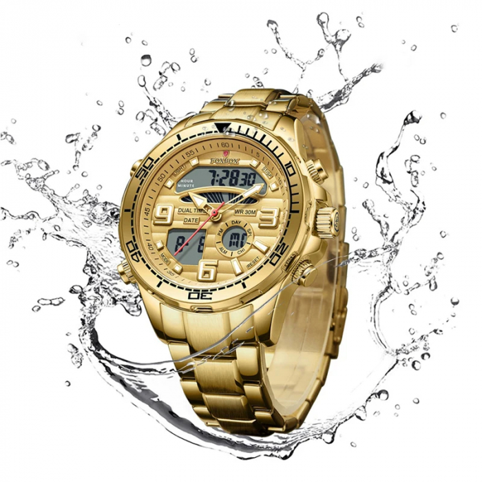 Ceas barbatesc de mana Fox Box Casual Fashion Business Elegant Analog Digital Dual Time [4]