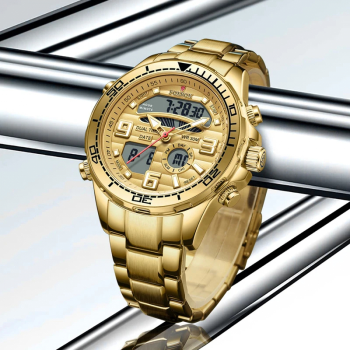 Ceas barbatesc de mana Fox Box Casual Fashion Business Elegant Analog Digital Dual Time [2]