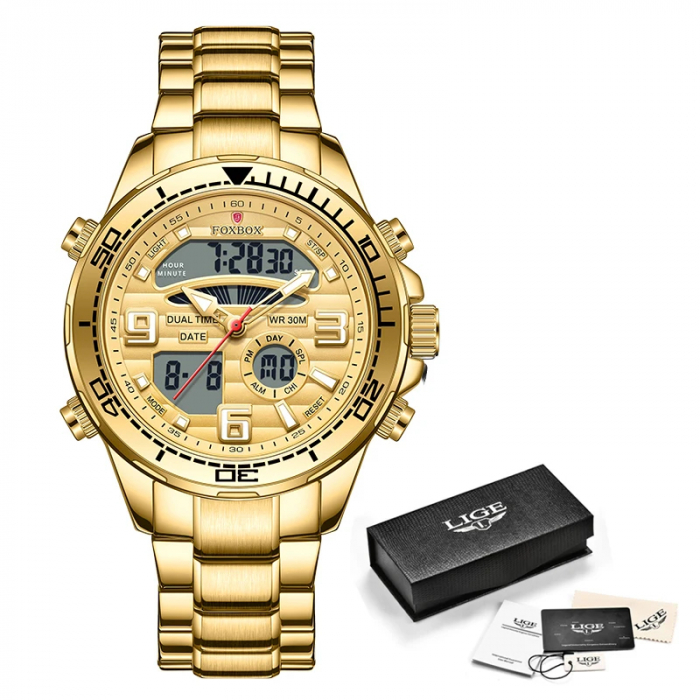 Ceas barbatesc de mana Fox Box Casual Fashion Business Elegant Analog Digital Dual Time [8]