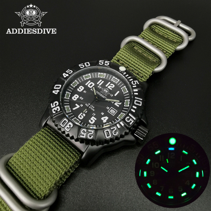 Ceas barbatesc de mana,  ADDIESDIVE, Stil Militar, Army, Casual, Quartz, Verde [2]