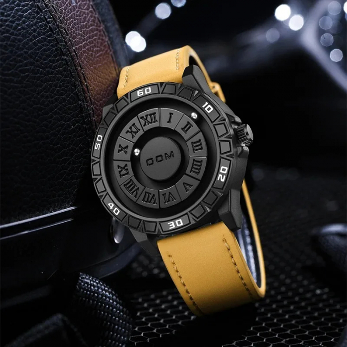Ceas barbatesc de mana DOM Quartz Creativ Magnetic Casual Simplu Piele Maro [4]