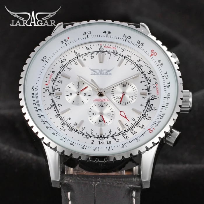 Ceas barbatesc de mana Jaragar Vintage Multifunctional Tourbillon Mecanic Automatic Piele [7]