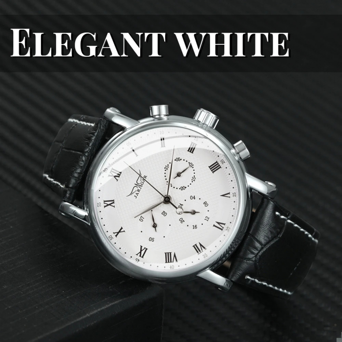 Ceas barbatesc de mana Jaragar Cronograf Multifunctional Tourbillon Mecanic Automatic Piele [3]