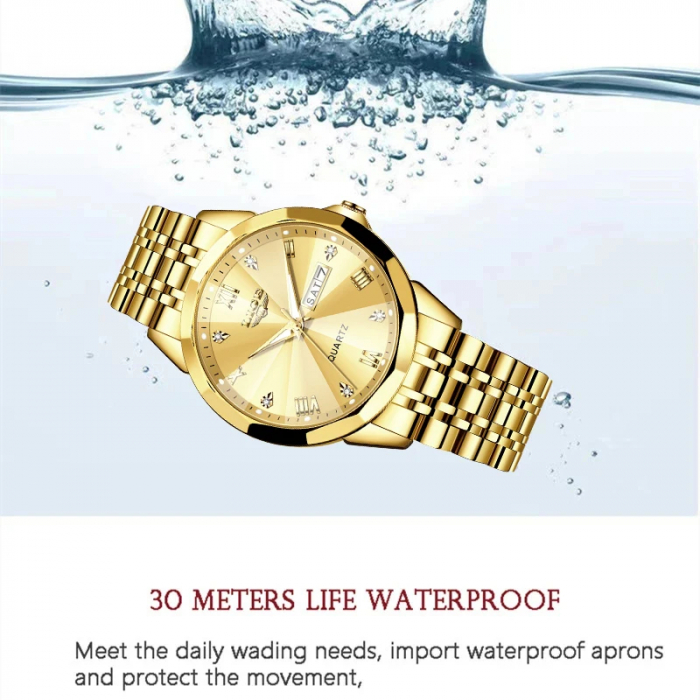 Ceas dama de mana Lige Quartz Elegant Luxury Casual Fashion Analog Auriu [6]