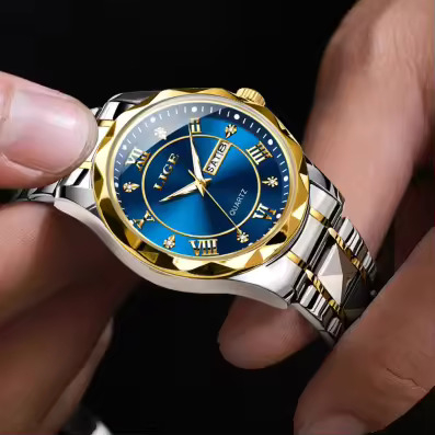 Ceas barbatesc de mana Lige Elegant Casual Fashion Analog Quartz Argintiu/Albastru [3]