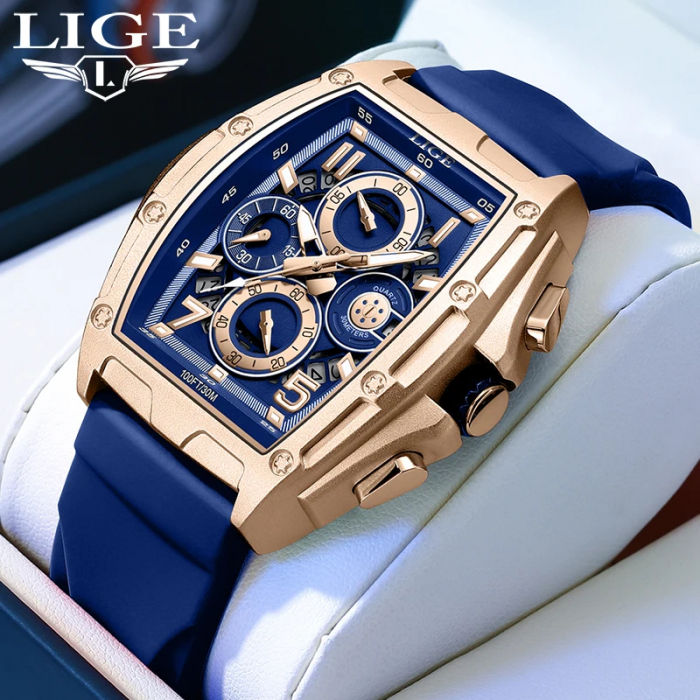 Ceas barbatesc de mana Lige Elegant Luxury Casual Fashion Analog Quartz Albastru [2]
