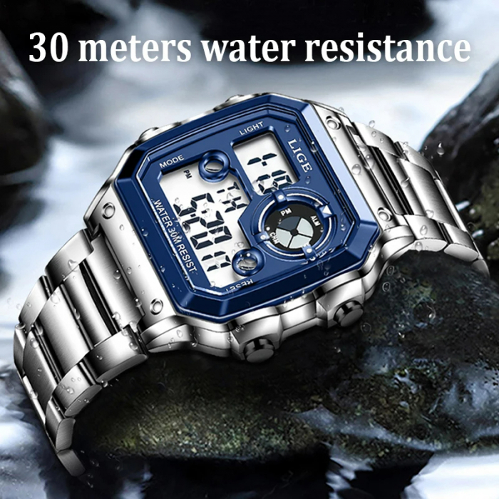 Ceas barbatesc de mana Lige Cronograf Top Brand Electronic Digital Sport Fashion Casual Argintiu [5]