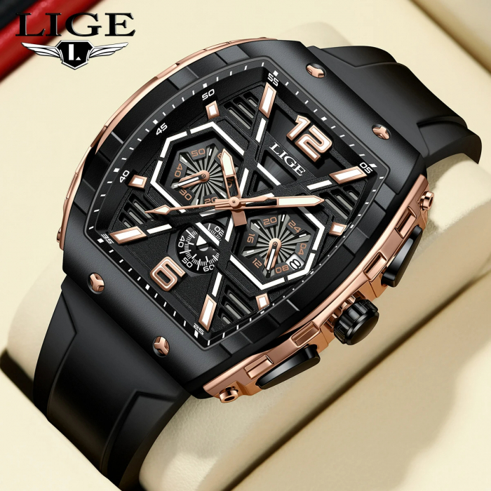 Ceas barbatesc de mana Lige Fashion Luxury Top Brand Analog Casual Fashion Quartz Negru [2]
