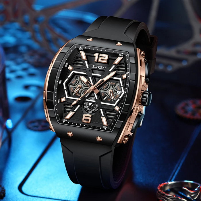 Ceas barbatesc de mana Lige Fashion Luxury Top Brand Analog Casual Fashion Quartz Negru [3]