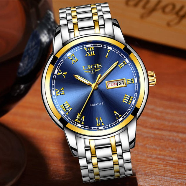 Ceas barbatesc de mana Lige Top Brand Elegant Luxury Casual Fashion Quartz ArgintiuAlbastru [8]