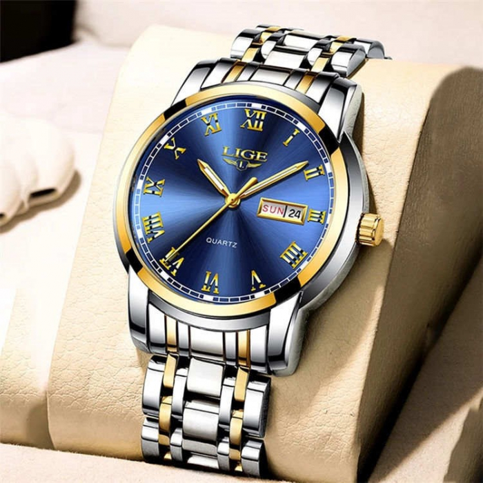 Ceas barbatesc de mana Lige Top Brand Elegant Luxury Casual Fashion Quartz ArgintiuAlbastru [2]