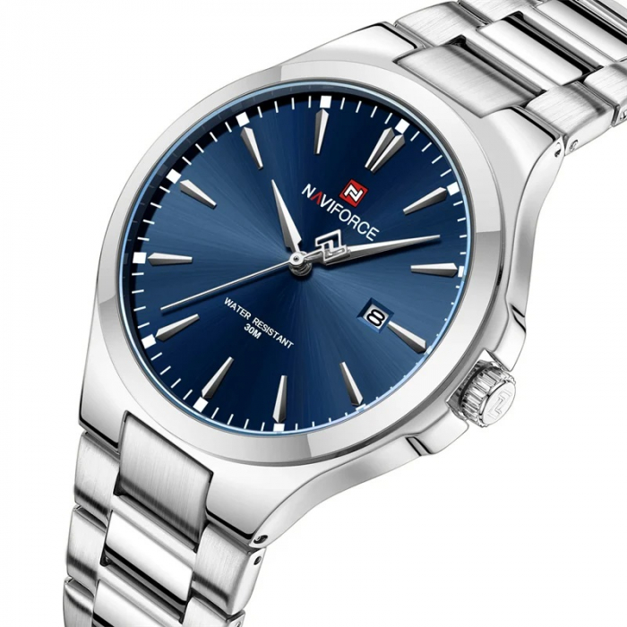 Ceas barbatesc de mana Naviforce Fashion Casual Elegant Analog Quartz Argintiu Albastru [2]