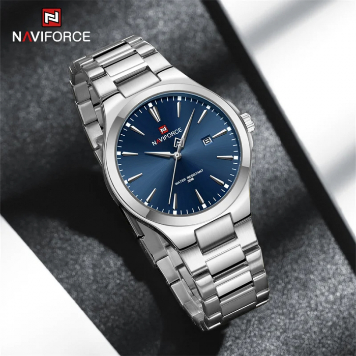 Ceas barbatesc de mana Naviforce Fashion Casual Elegant Analog Quartz Argintiu Albastru [5]